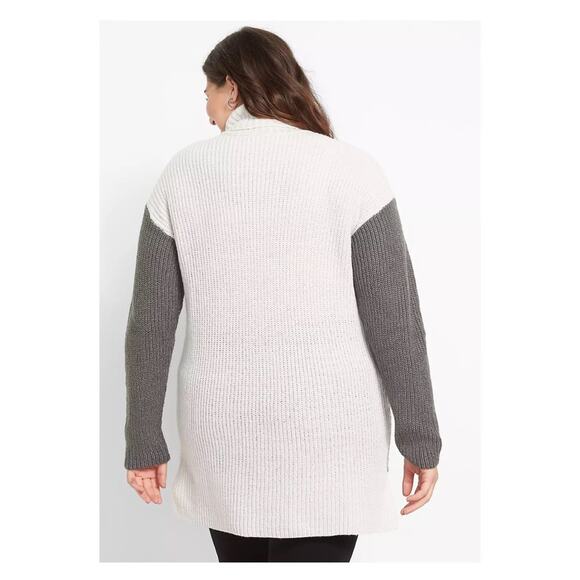 Lane Bryant Gray Colorblock Turtleneck Long Sleeve Sweater Sz.18/20 NWT - Picture 3 of 16